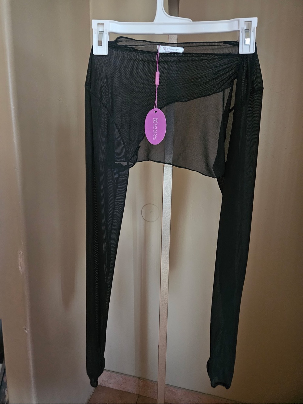 Sheer Black Mesh Long Sleeve Crop Top size Xl NWT